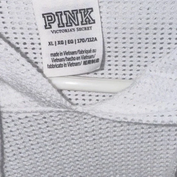 PINK Victoria's Secret White Lightweight Waffle cropped Hoodie - Picture 5 of 6